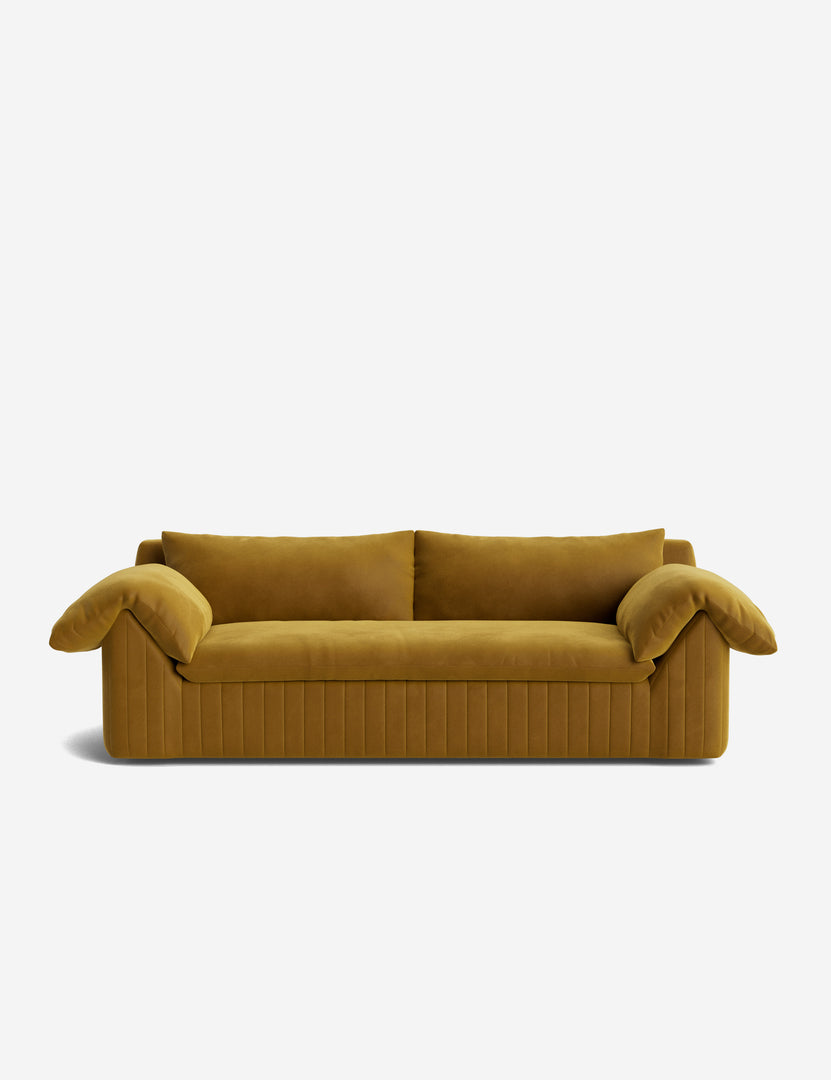#color::goldenrod-plush-velvet #size::97.5-w | Yucca relaxed profile wide arm sofa by Carly Cushnie.