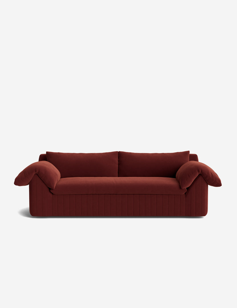 #color::paprika-como-velvet #size::97.5-w | Yucca relaxed profile wide arm sofa by Carly Cushnie.