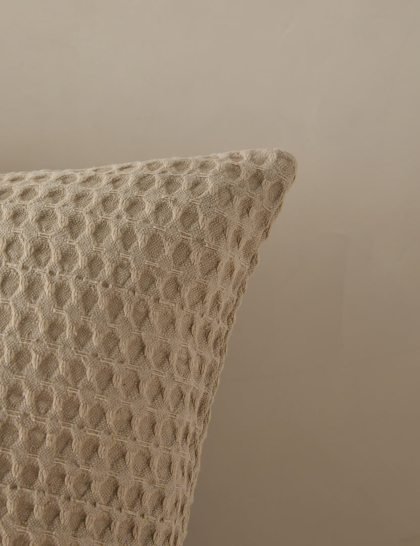 #color::natural #size::king #size::standard | Close-up of the Zuma natural waffle weave sham by pom pom at home