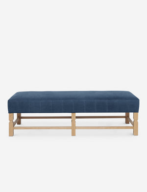 The vertical channeling on the cushion of the Ambleside Cognac velvet bench