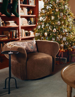 Basque Swivel Chair : Apricot Mini Corduroy