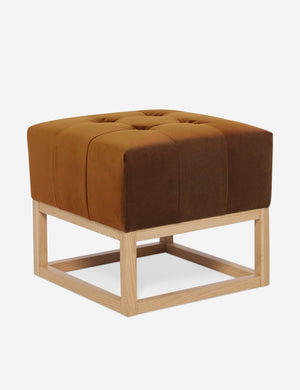 Angled view of the Grasmere Cognac Velvet Ottoman