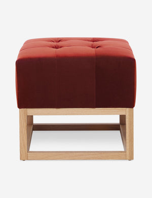 Paprika Velvet Grasmere Ottoman with an upholstered cushion and airy wooden frame by Ginny Macdonald