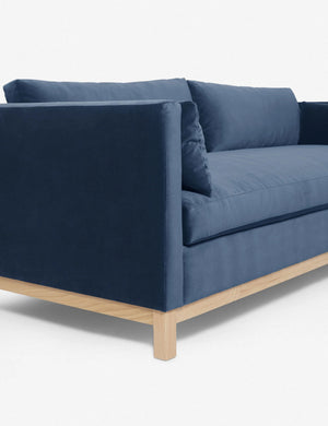 Left side of the Harbor Blue Velvet Hollingworth Sofa