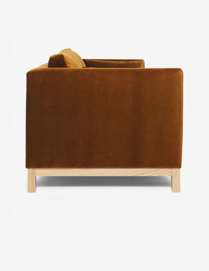 Side of the Cognac Velvet Hollingworth Sofa
