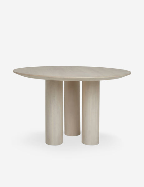 #color::whitewash | Mojave White Wooden Round Dining Table with a three pillar base