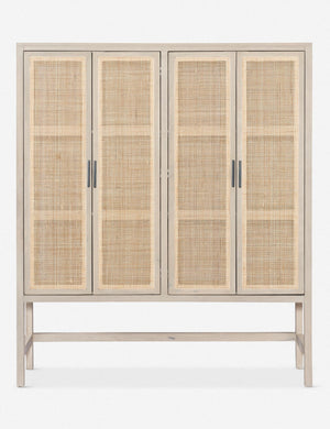 Hannah whitewashed mango wood cabinet with cane doors