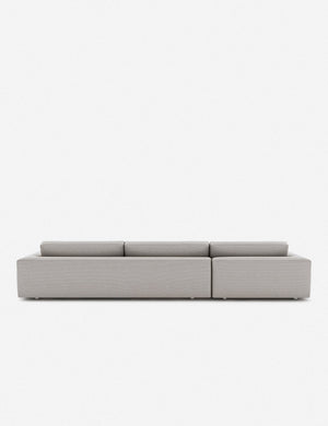 Back of the Mackenzie ash gray linen left-facing sectional sofa