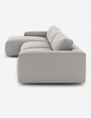 Side of the Mackenzie ash gray linen left-facing sectional sofa