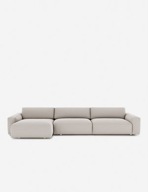 Mackenzie cloud white linen left-facing upholstered sectional sofa with low arms and deep seat cushions
