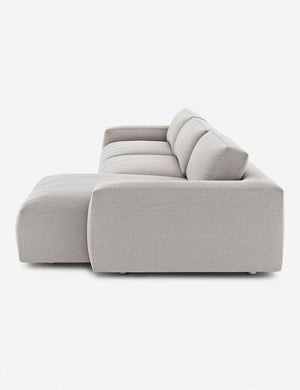Side of the Mackenzie ash gray linen right-facing sectional sofa