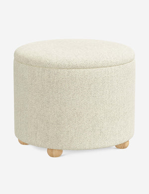 Angled view of the Kamila Cream Performance Basketweave 24-inch ottoman