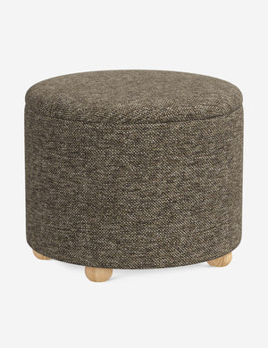 Angled view of the Kamila Granite Gray Performance Basketweave 24-inch ottoman