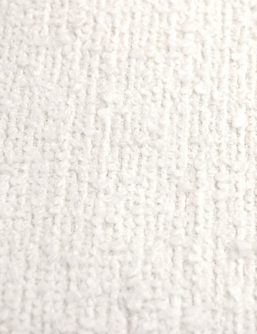 #color::white-boucle #size::twin #size::full #size::queen #size::king #size::cal-king | Detailed shot of the white boucle on the Adara white boucle upholstered bed.
