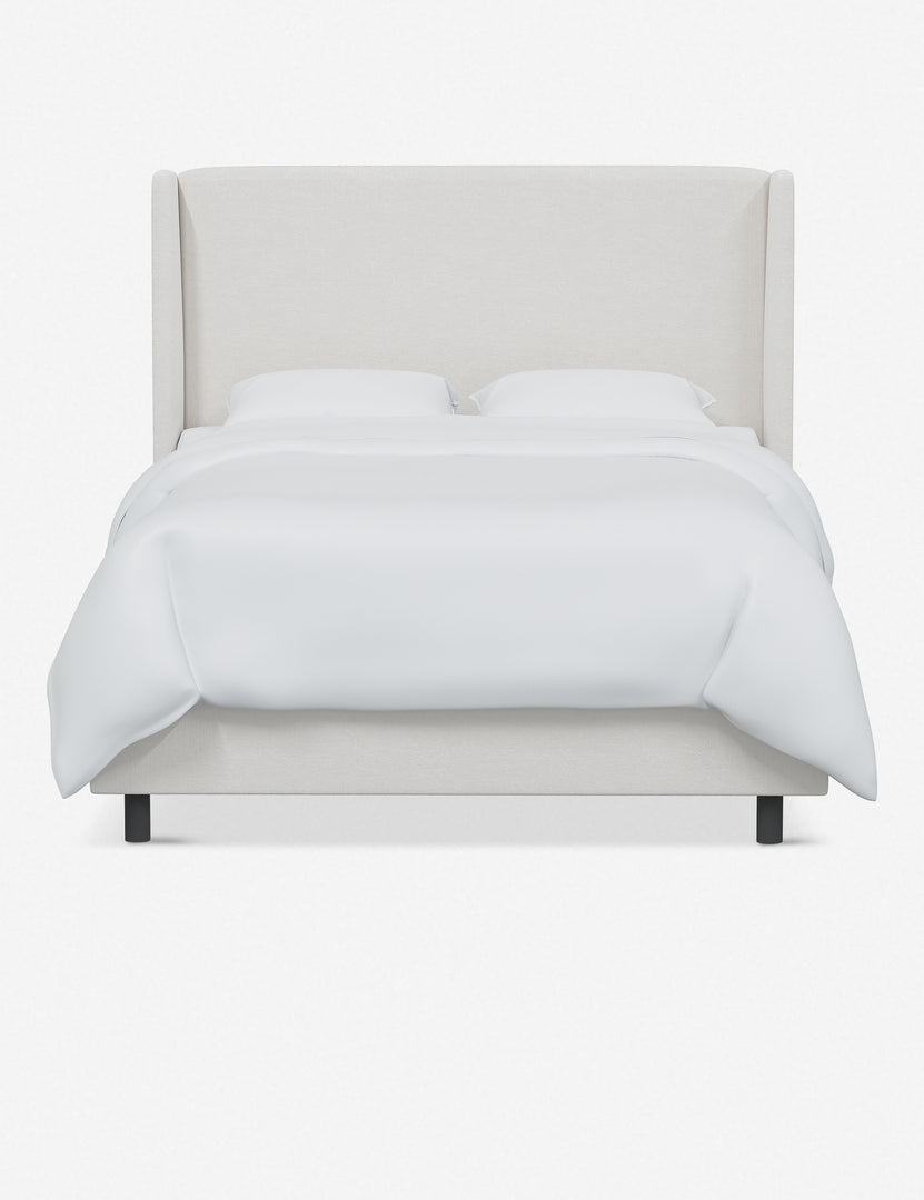 #color::snow-velvet #size::twin #size::full #size::queen #size::king #size::cal-king | Adara white velvet upholstered bed.