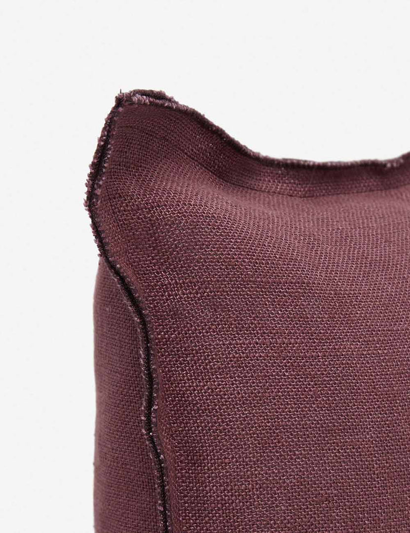 #color::aubergine #style::square | Corner of the arlo Aubergine burgundy square pillow