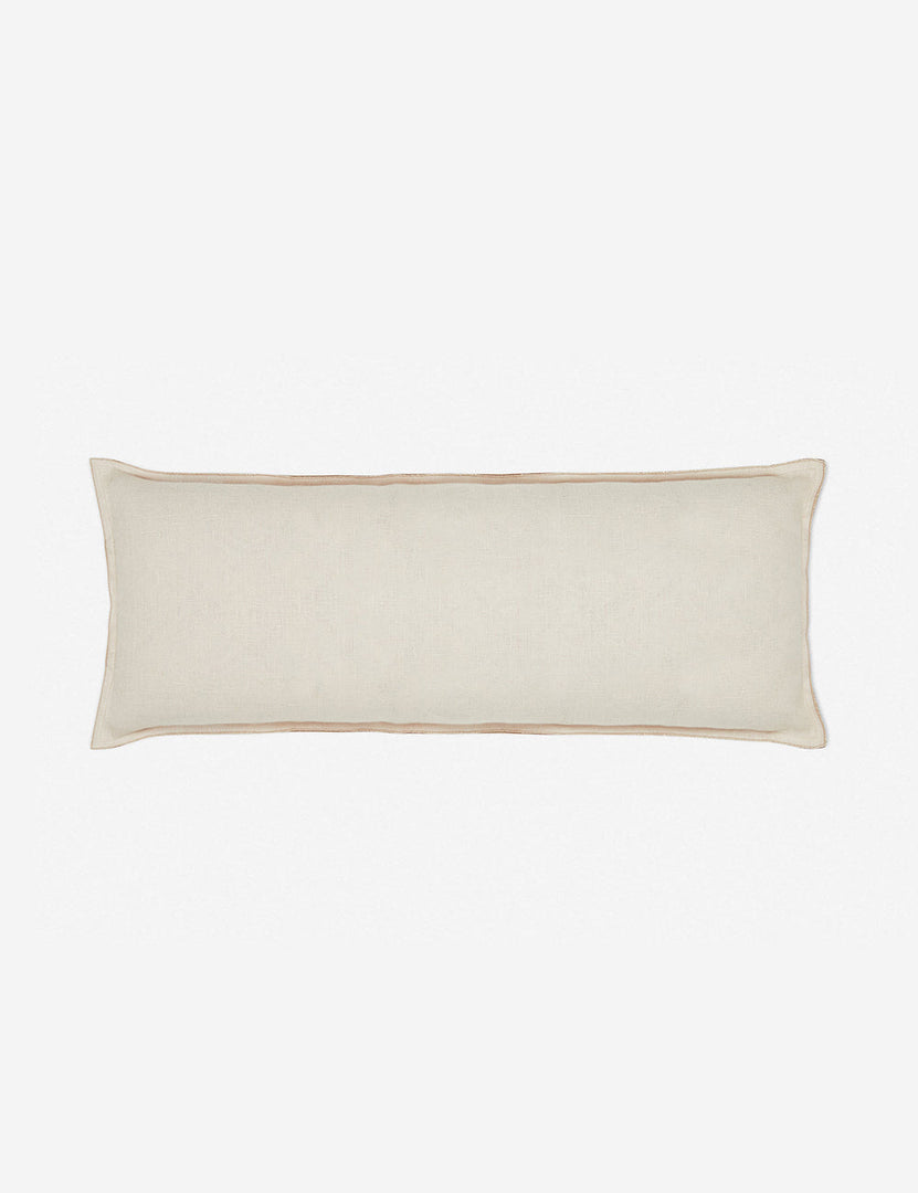 #color::light-natural #style::extra-long #fill type::with-feather-down-insert #fill type::pillow-cover-only | Arlo Light Natural flax linen solid long lumbar pillow