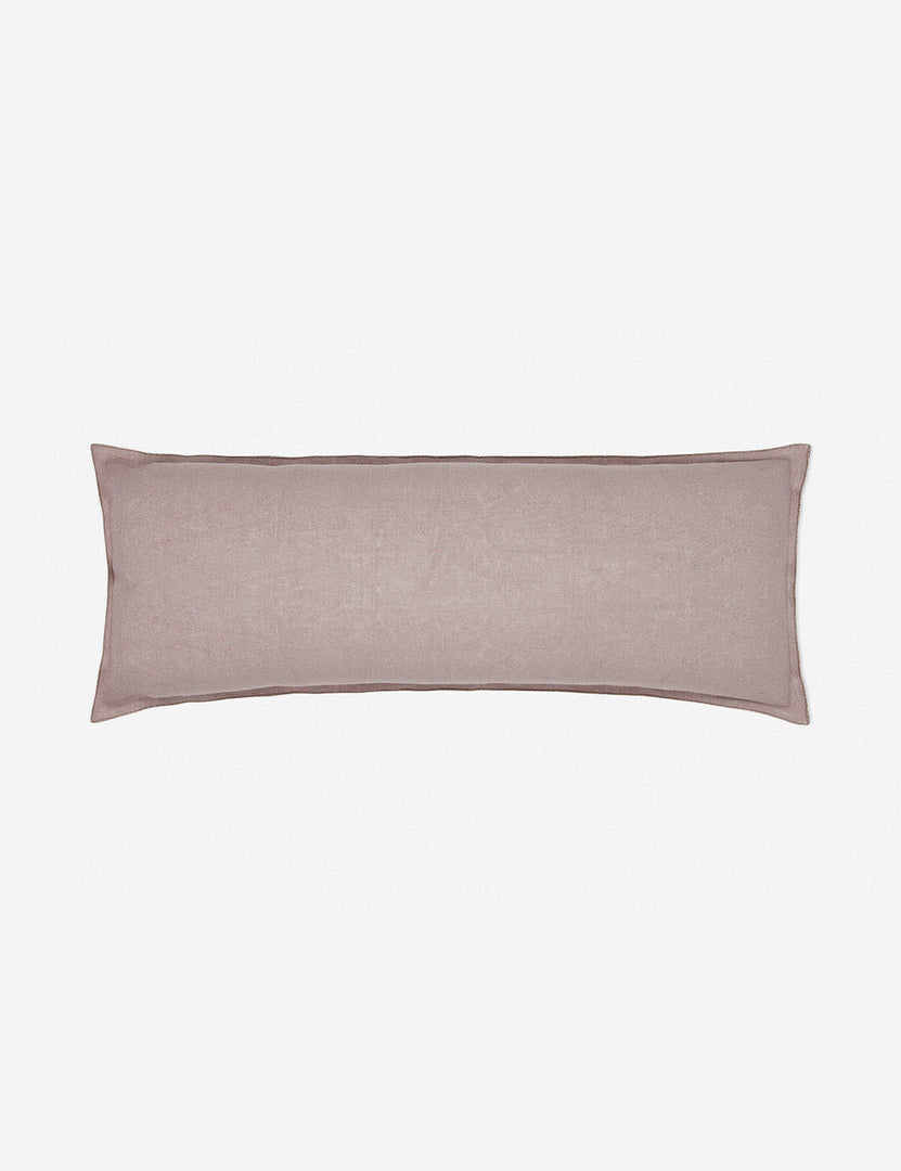 #color::dark-natural #style::extra-long #fill type::with-feather-down-insert #fill type::pillow-cover-only | Arlo Dark Natural flax linen solid long lumbar pillow
