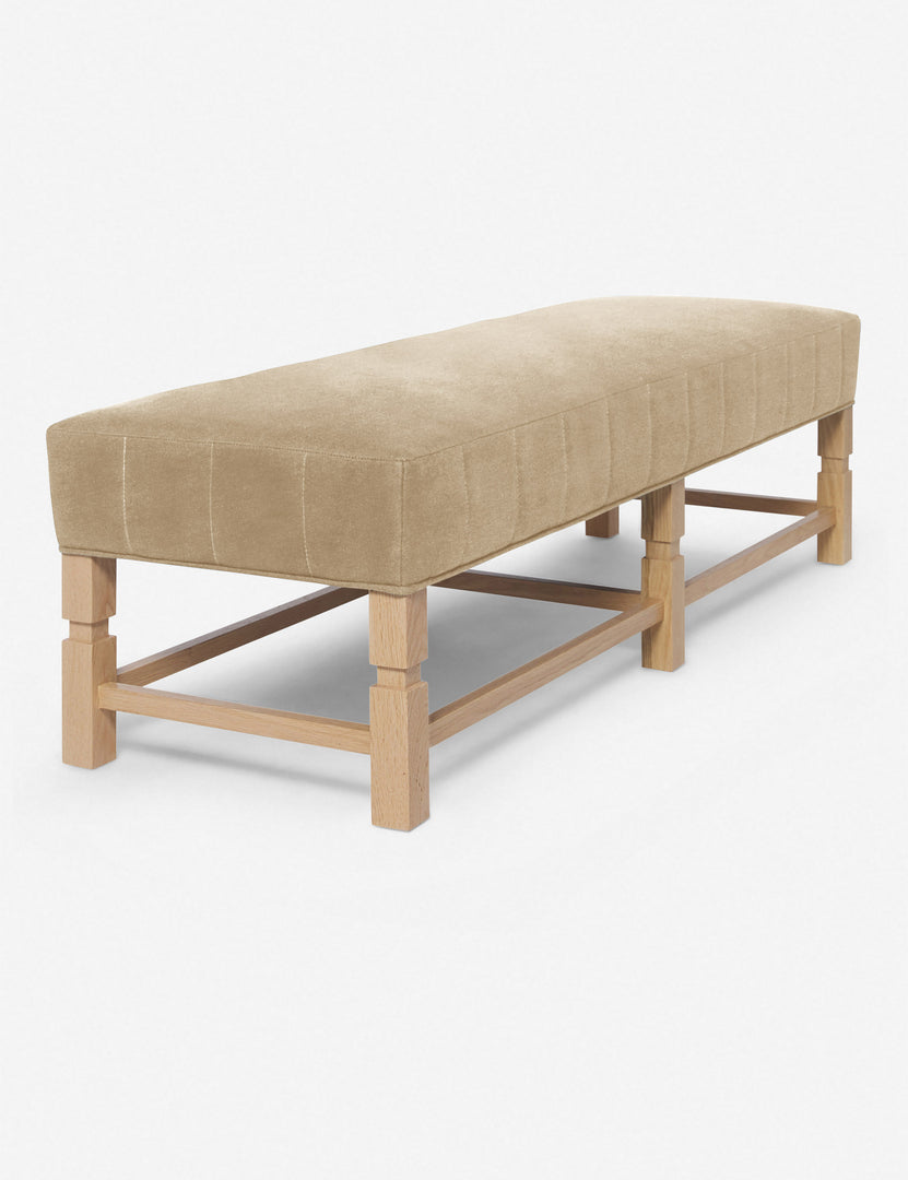 #color::brie-velvet | Angled view of the Ambleside Brie beige Velvet bench