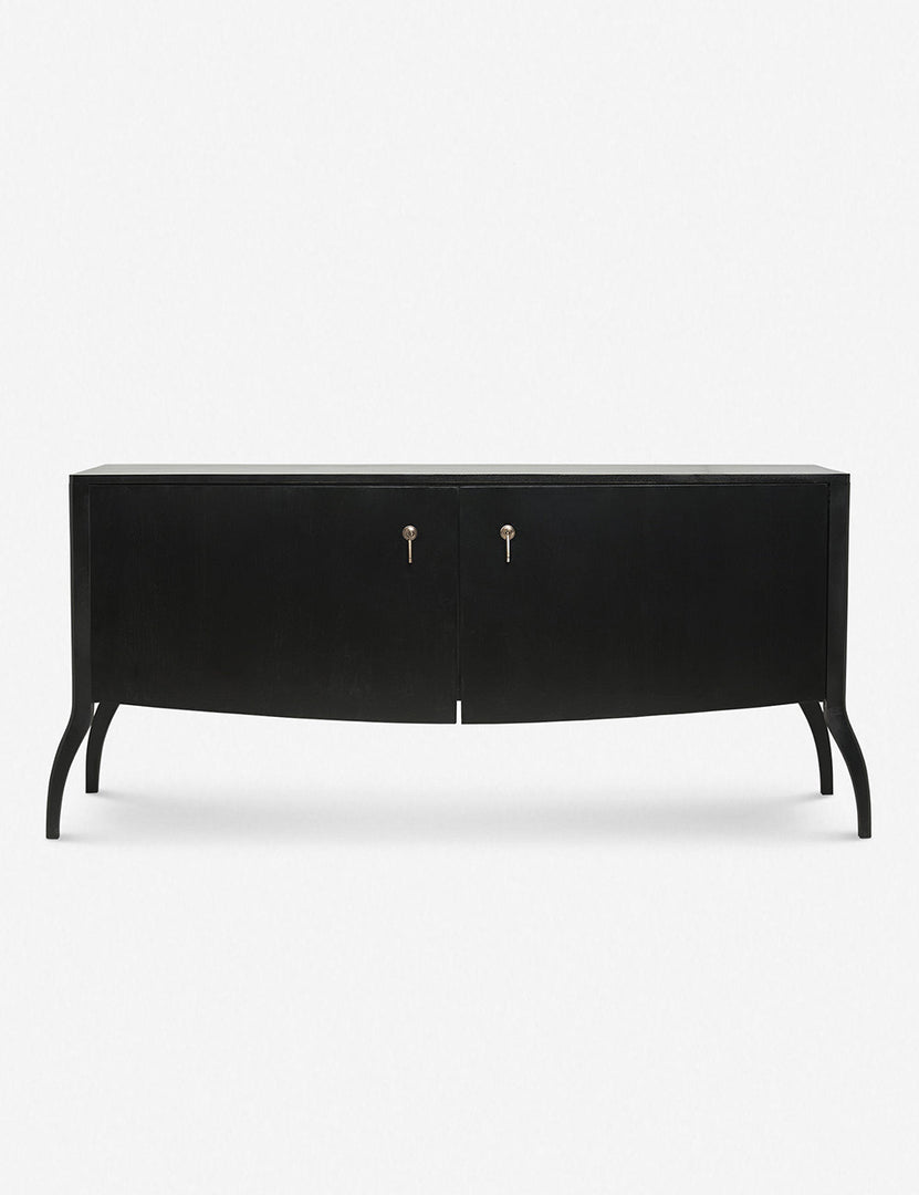 | Anabella black wood console table with silver drawer pulls