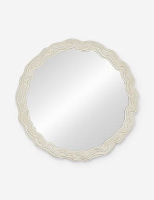 Anastasia white round mirror with a free-flowing ridged design by Sarah Sherman Samuel