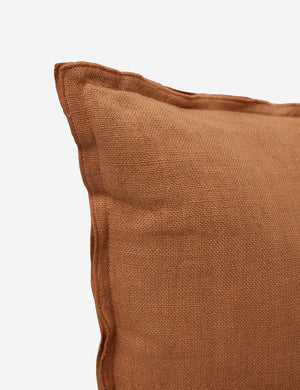 Corner of the arlo Burnt Orange square pillow