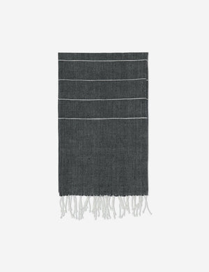 Melkam onyx gray Hand Towel with fringed ends by Bolé Road Textiles