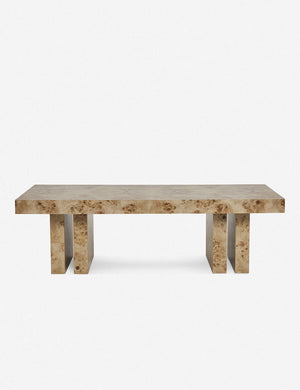 Brisa rectangular burl wood coffee table with four legs