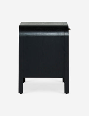 Side of the Brooke one drawer black nightstand