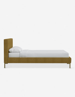 Side of the Deva Ochre Boucle platform bed