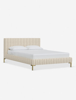 Angled view of the Deva Natural Stripe platform bed