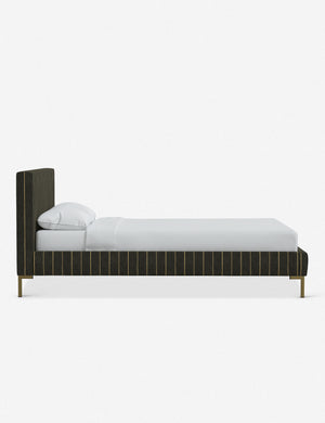 Side of the Deva Peppercorn Stripe platform bed