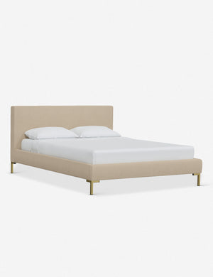 Angled view of the Deva Natural Linen platform bed