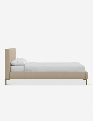 Side of the Deva Natural Linen platform bed