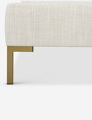 The golden leg on the Deva Talc Linen platform bed