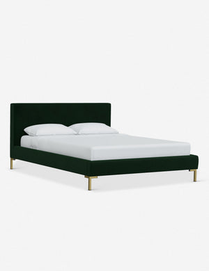 Angled view of the Deva Emerald Velvet platform bed