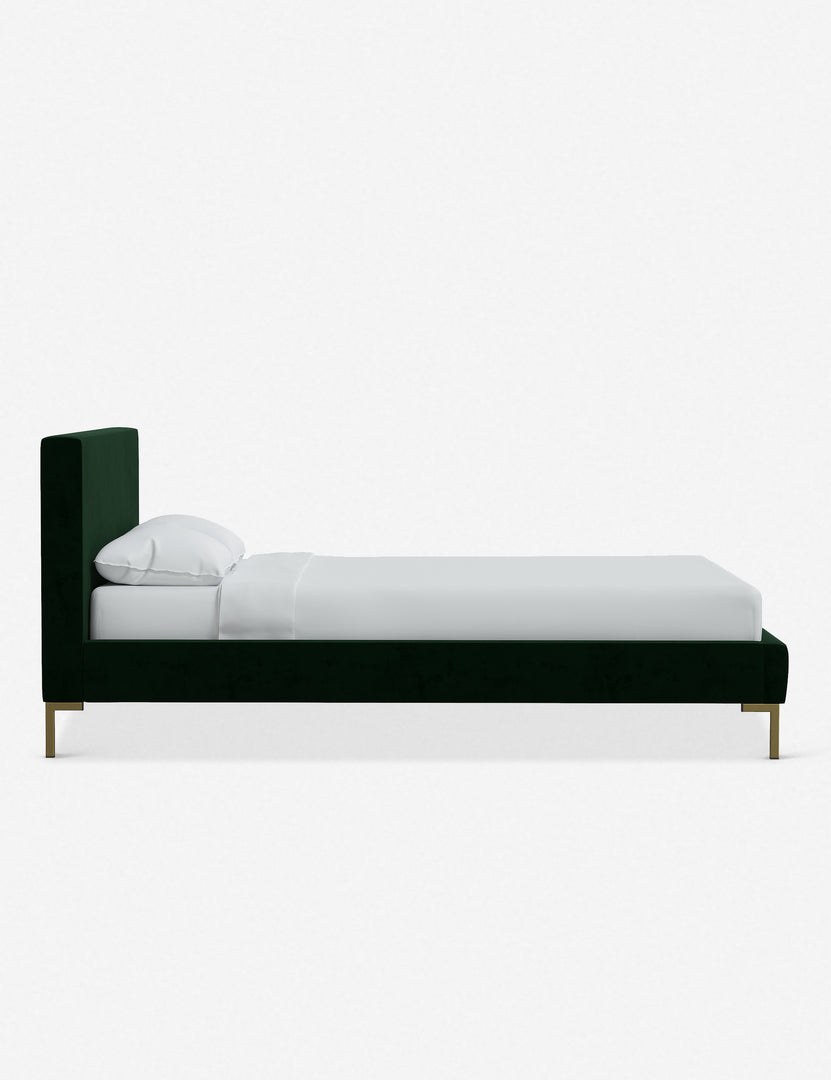 #color::emerald-velvet #size::twin #size::full #size::queen #size::king #size::cal-king | Side of the Deva Emerald Velvet platform bed