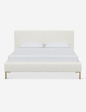 Deva Cream Sherpa platform bed with gold legs