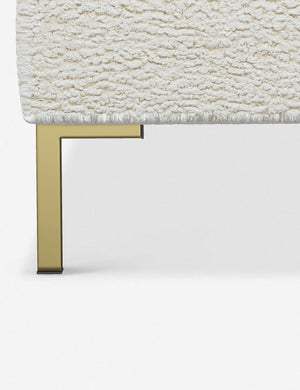 The golden leg on the Deva Cream Sherpa platform bed