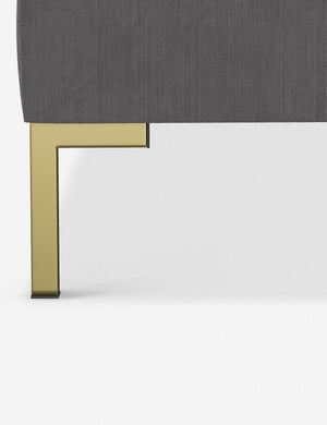 The golden leg on the Deva Steel Velvet platform bed