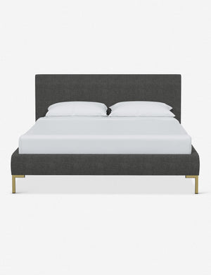 Deva Snow Velvet platform bed with gold legs