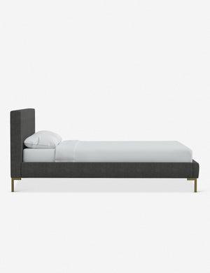 Side of the Deva Charcoal Linen platform bed