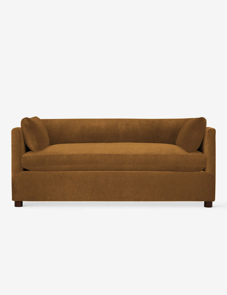 #color::cognac-velvet #size::queen | Lotte Cognac Velvet queen-sized sleeper sofa