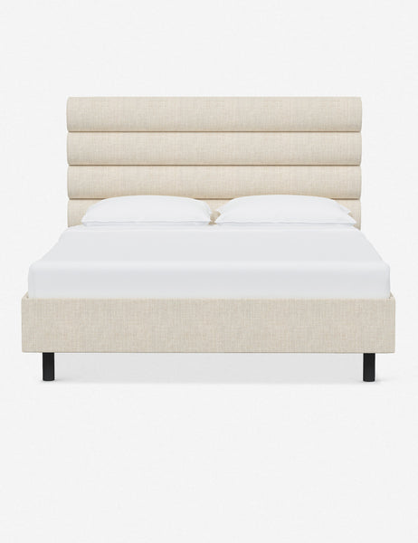 #color::talc-linen #size::twin #size::full #size::queen #size::king #size::cal-king | Bailee Talc Linen platform bed with a horizontal tufted headboard
