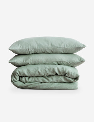 European Flax Linen sage green Duvet Set by Cultiver