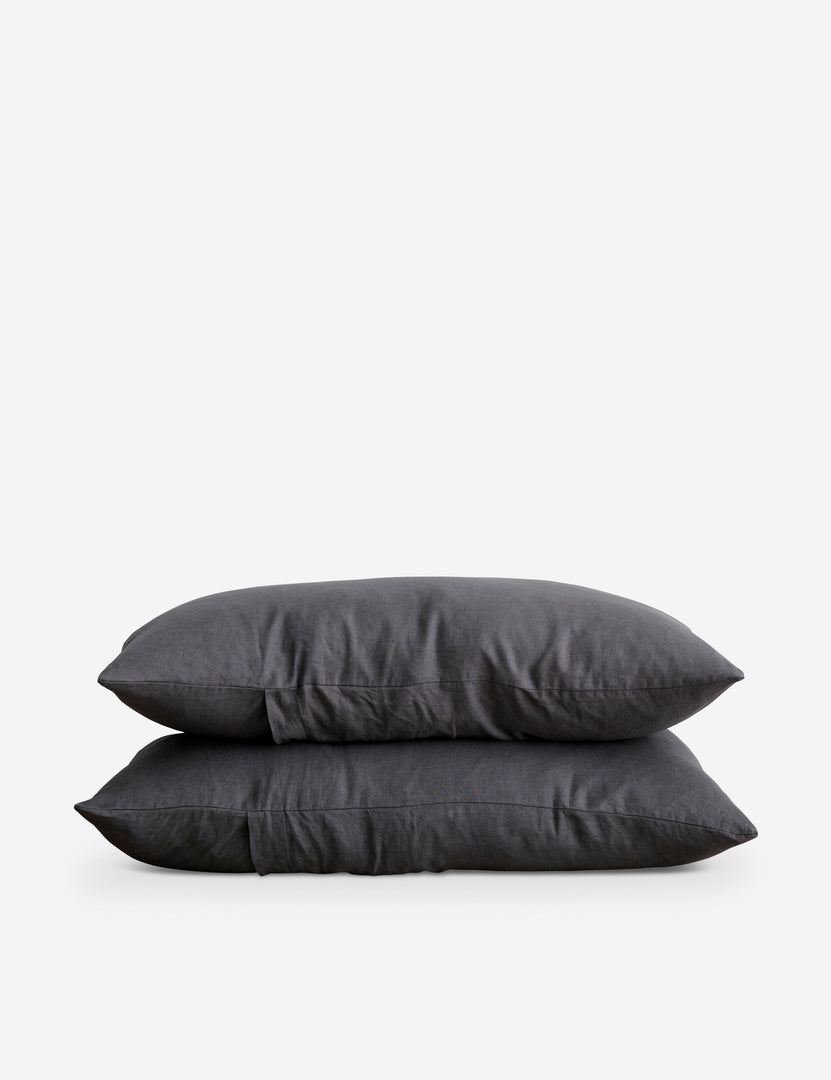 #color::slate #size::standard #size::king | Set of two european flax linen slate gray pillowcases by cultiver