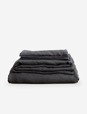 European Flax Linen slate gray Sheet Set by Cultiver