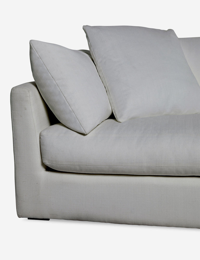 #color::gray-performance-fabric #size::108-W #size::96-W #size::84-W #size::72-W | Close up of the Cashel Gray Performance Fabric Sofa