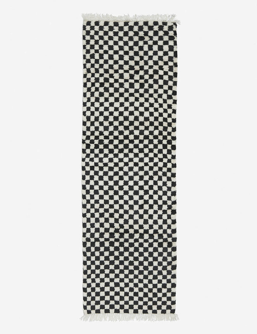 #size::2-6--x-8- #size::6--x-9- #size::8--x-10- #size::9--x-12- #size::10--x-14- #size::12--x-15- | Black and white Checkerboard Rug by Sarah Sherman Samuel in its runner size