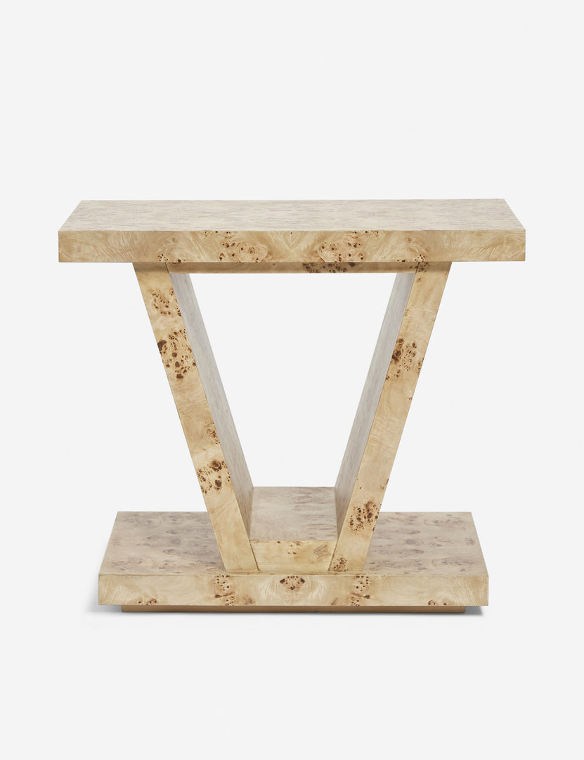 | Chloe Burl Wood Side Table with V-shaped legs